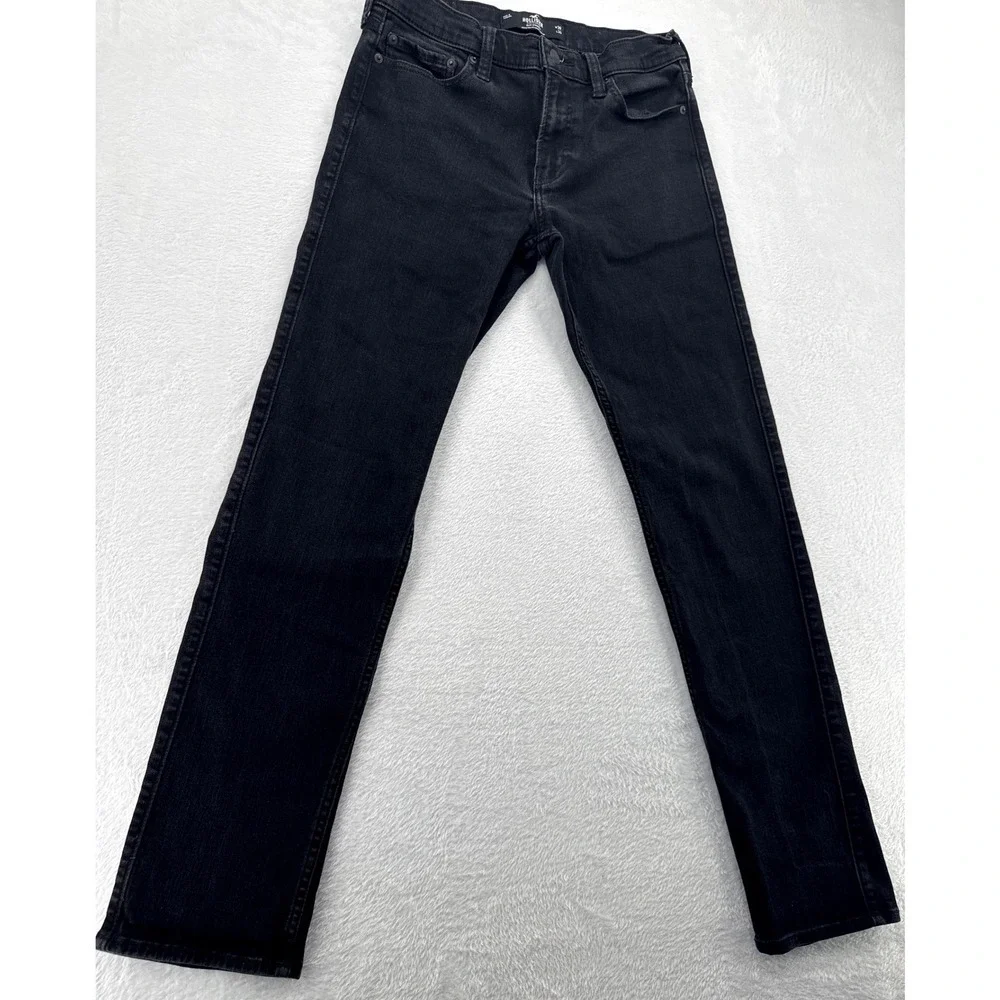 Hollister Mens Slim Straight Jeans 30x34 Actual 30x31 Black Stretch Denim
